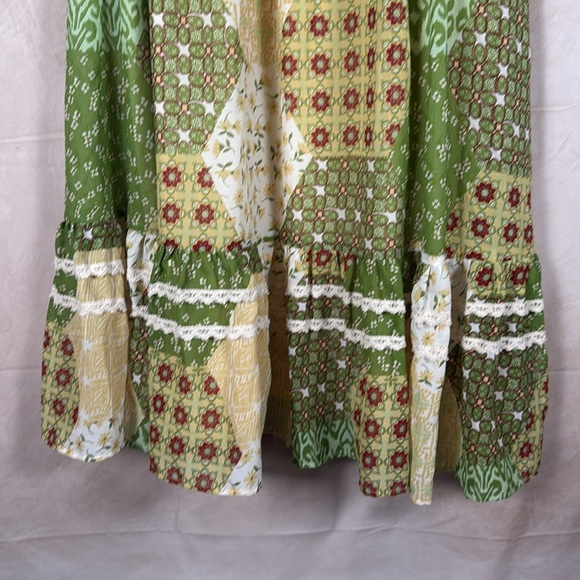 Her Destiny Bohemian Floral Print Maxi Dress Tiered Cottagecore Milkmaid Small - Picture 6 of 14